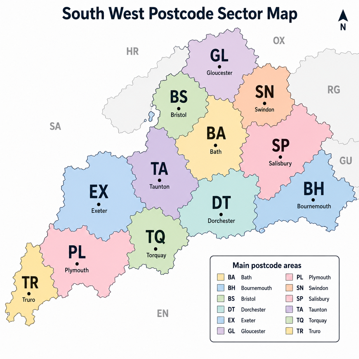 South West postcode map