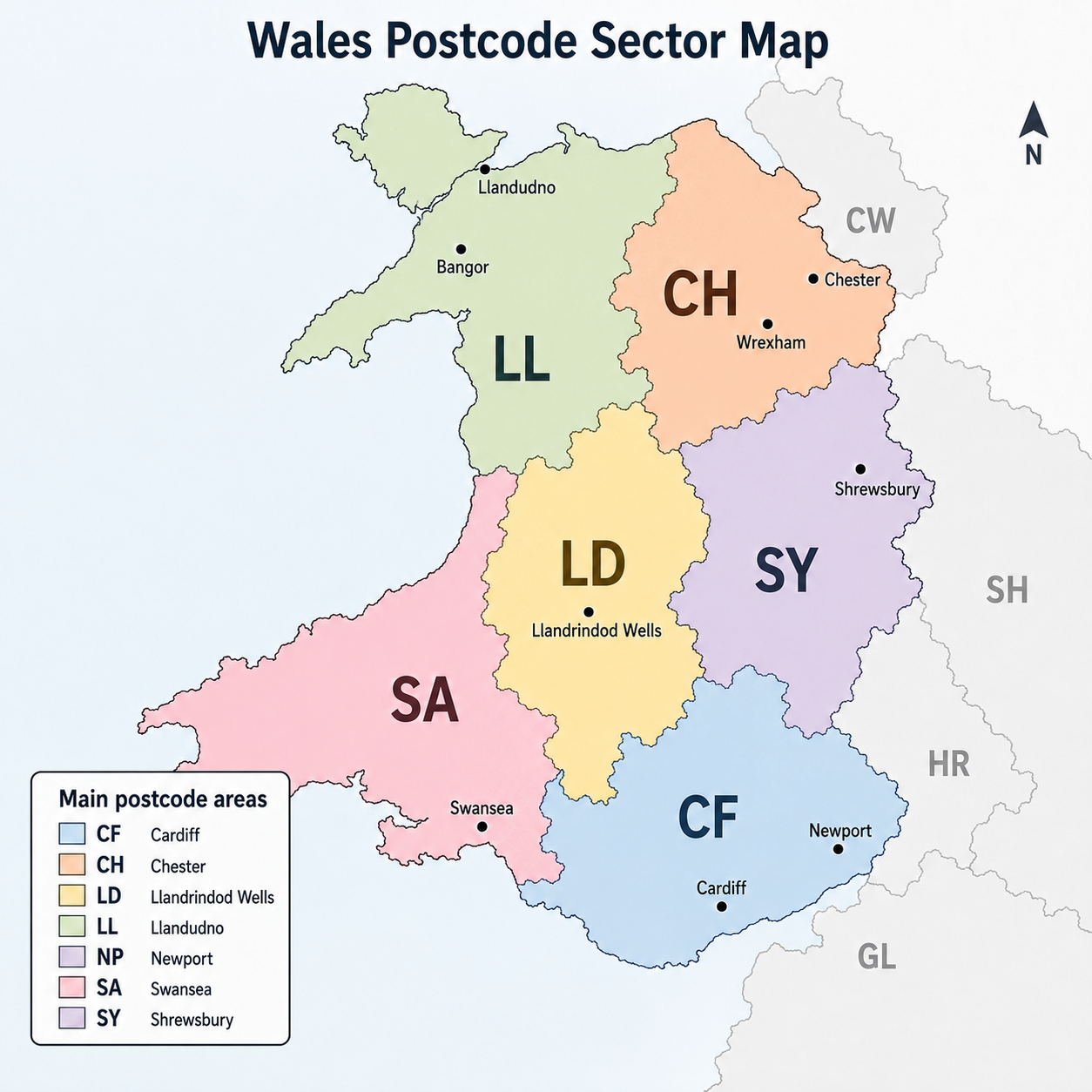 Wales postcode map