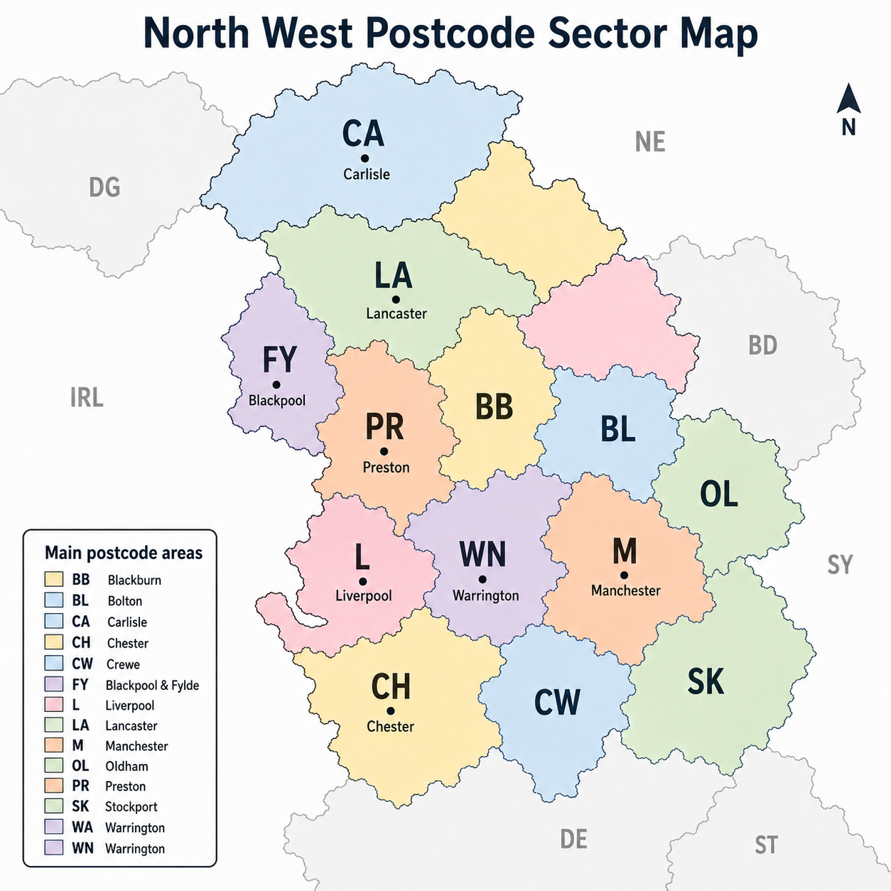 North West postcode map